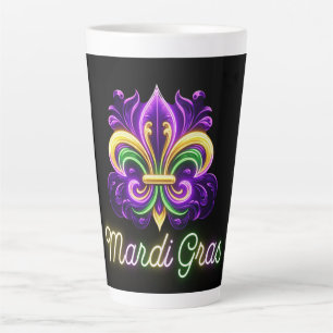 Colourful Neon Mardi Gras Fleur de lis Latte Mug