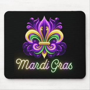 Colourful Neon Mardi Gras Fleur de lis Mouse Pad