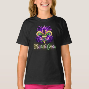 Colourful Neon Mardi Gras Fleur de lis T-Shirt