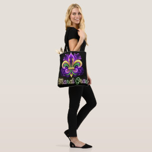 Colourful Neon Mardi Gras Fleur de lis Tote Bag