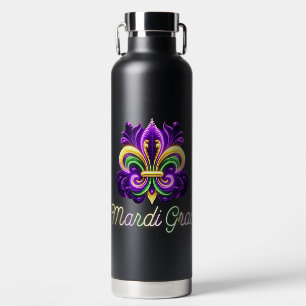 Colourful Neon Mardi Gras Fleur de lis Water Bottle