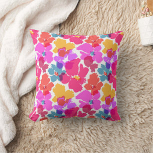 Colourful Neon Modern Flower Pattern Cushion