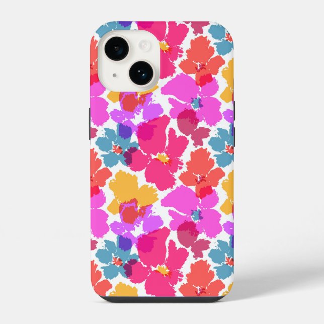 Colourful Neon Modern Flower Pattern iPhone Case (Back)