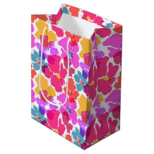 Colourful Neon Modern Flower Pattern Medium Gift Bag