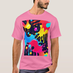 Colourful Neon Paint Splatter Art T-Shirt