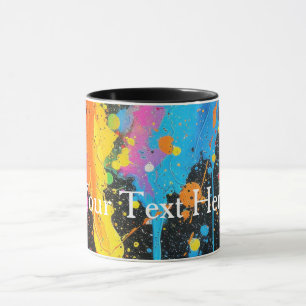 Colourful Neon Paint Splatter Customised Mug