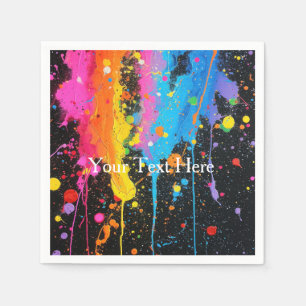 Colourful Neon Paint Splatter Customised Napkin