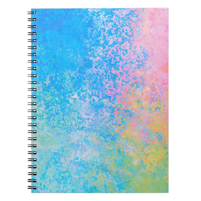 Colourful Neon Pastel Sky Alcohol Ink Abstract Notebook (Front)