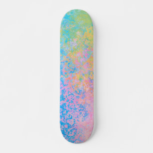 Colourful Neon Pastel Sky Alcohol Ink Abstract Skateboard