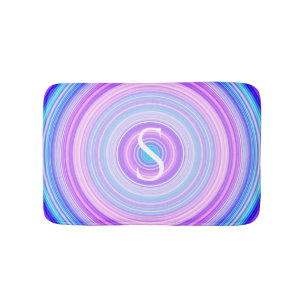 Colourful Neon Pink Blue Monogram     Bath Mat