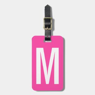 Colourful neon pink monogram travel luggage tag