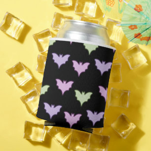 Colourful Neon Pink Purple Green Bats Halloween    Can Cooler