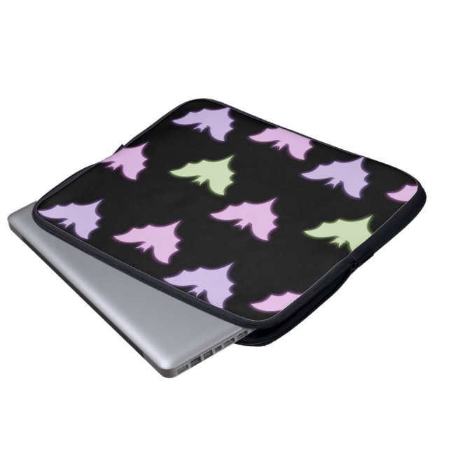 Colourful Neon Pink Purple Green Bats Halloween   Laptop Sleeve (Front Bottom)