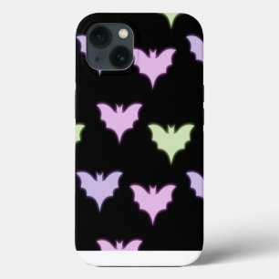 Colourful Neon Pink Purple Green Bats Halloween M iPhone 13 Case