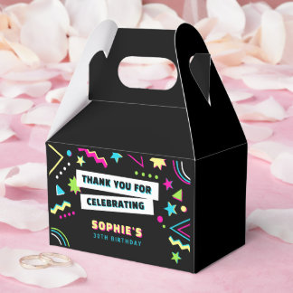 Colourful Neon Retro 30th Birthday Party Thank You Favour Box