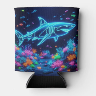 Colourful neon shark  can cooler