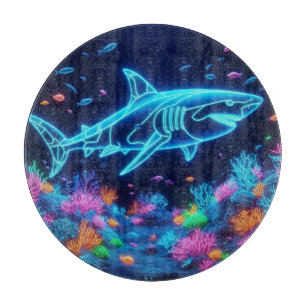 Colourful neon shark cutting board