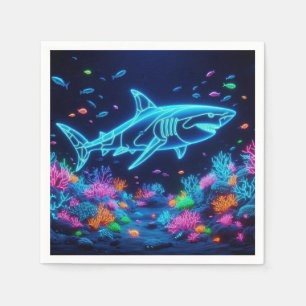 Colourful neon shark napkin