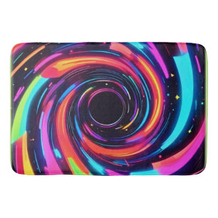 Colourful Neon Spiral Abstract Art Bath Mat