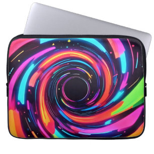 Colourful Neon Spiral Abstract Art Laptop Sleeve
