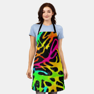 Colourful neon splatter paint design apron
