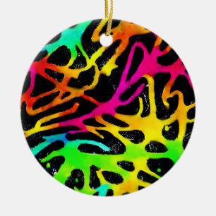 Colourful neon splatter paint design ceramic tree decoration