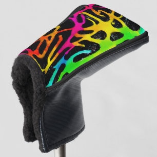 Colourful neon splatter paint design golf head cover