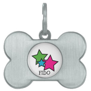 Colourful Neon Star Trio Personalised  Pet Tag