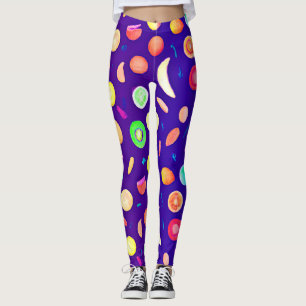 Colourful Neon Tropical Fruit Pattern Leggings