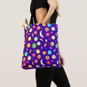 Colourful Neon Tropical Fruit Pattern Tote Bag