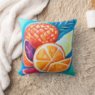 Colourful Neon Tropical Fruits Cushion