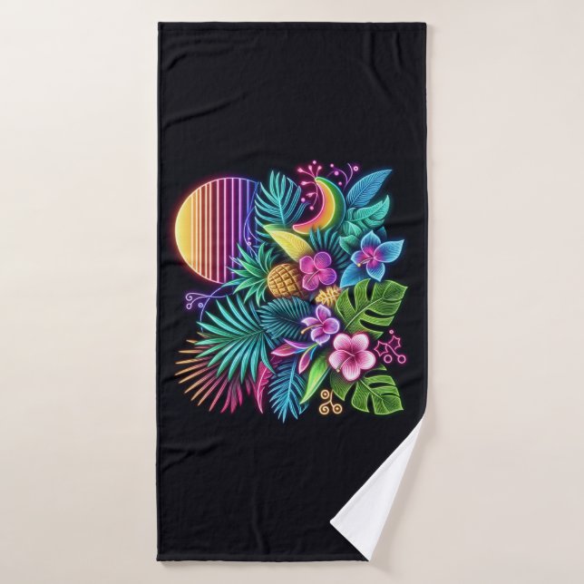 Colourful Neon tropical/Hawaiian Bath Towel (Bath Towel)