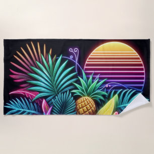 Colourful Neon tropical/Hawaiian Beach Towel