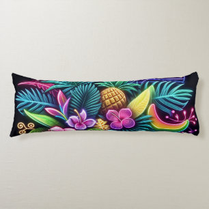 Colourful Neon tropical/Hawaiian Body Cushion