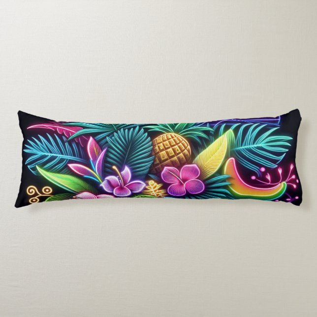 Colourful Neon tropical/Hawaiian Body Cushion (Front)