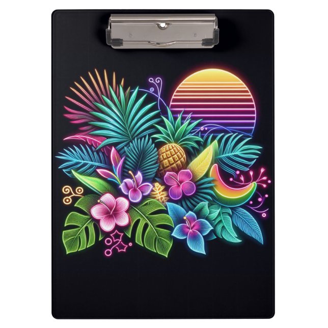 Colourful Neon tropical/Hawaiian Clipboard (Front)