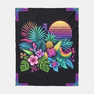 Colourful Neon tropical/Hawaiian Fleece Blanket