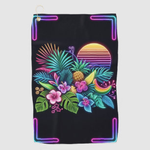 Colourful Neon tropical/Hawaiian Golf Towel