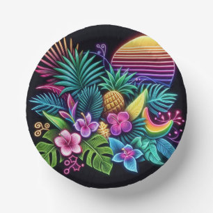 Colourful Neon tropical/Hawaiian Paper Plate