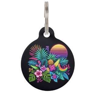 Colourful Neon tropical/Hawaiian Pet Tag