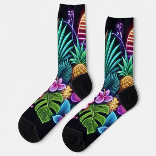 Colourful Neon tropical/Hawaiian Socks