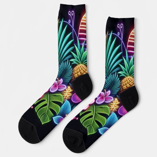 Colourful Neon tropical/Hawaiian Socks (Left)