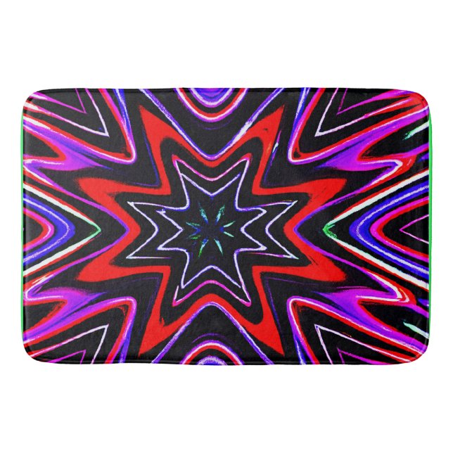 Colourful Neon Vibes Pattern Bath Mat (Front)