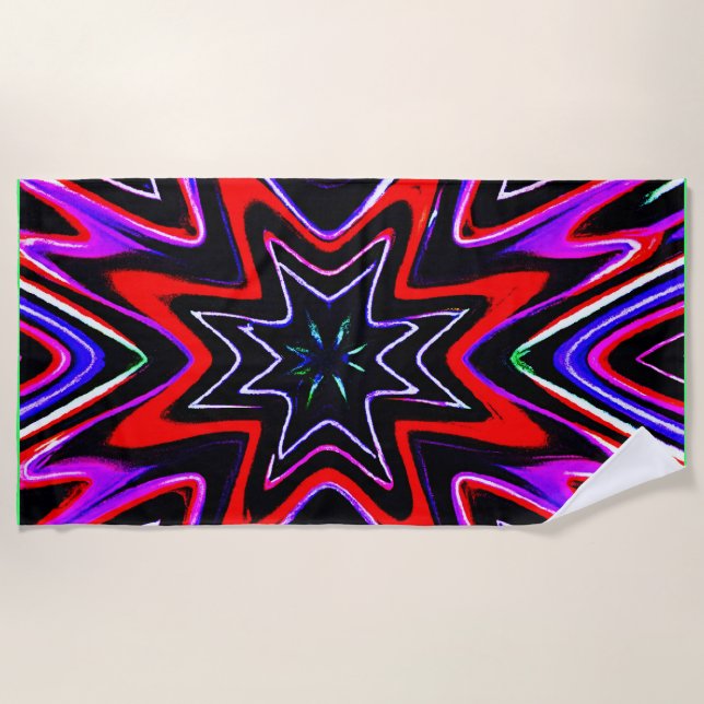 Colourful Neon Vibes Pattern Beach Towel (Front)