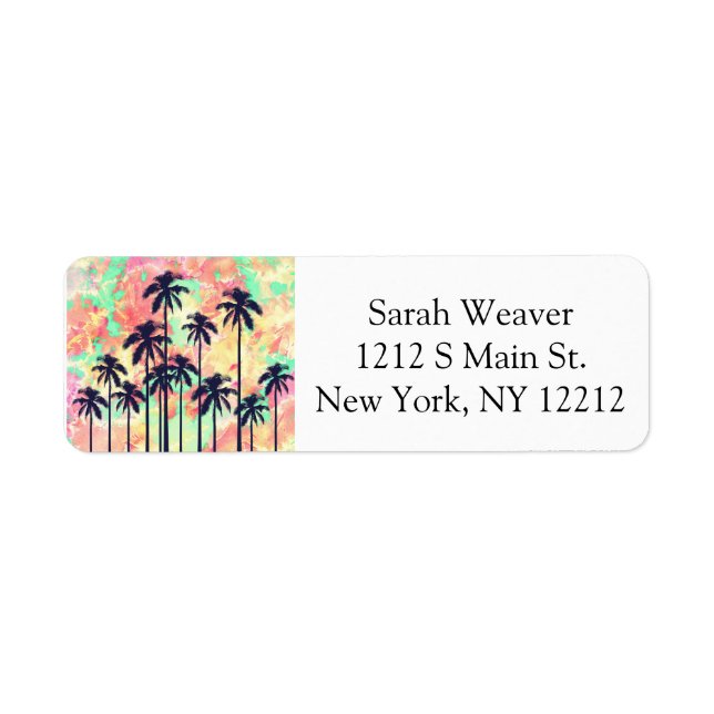 Colourful Neon Watercolor with Black Palm Trees (Front)