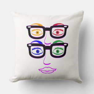 Colourful Nerdy Four Eyes Cushion