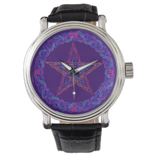 Colourful New Age Wiccan Pagan Pentagram Art Watch