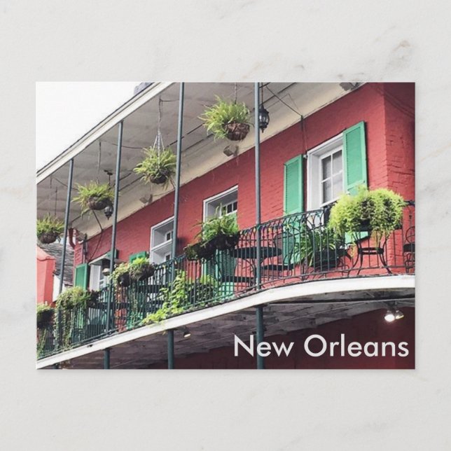 Colourful New Orleans French Quarter Balcony Postcard (Front)