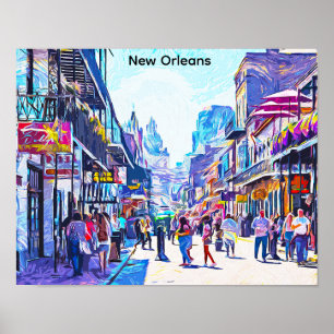 Colourful New Orleans Louisiana French Quarter Poster