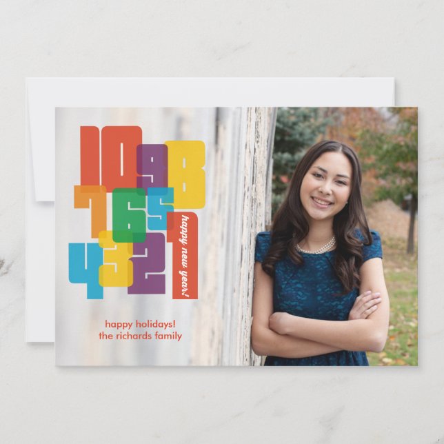 Colourful New Year Photo Holiday Card (Front)